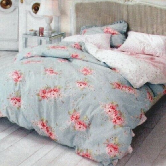 Simply Shabby Chic by Rachel Ashwell Belle Hydrangea Rose KING Duvet Set NEW - Picture 1 of 7